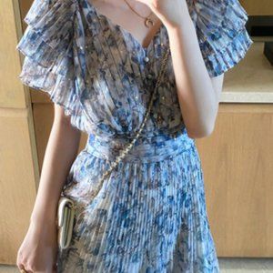 Summer new style printed long and short chiffon dr